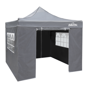 Dellonda DG167 Premium 3x3m Pop-Up Gazebo & Side Walls, PVC Coated, Water-Resistant Fabric with Carry Bag, Rope, Stakes &