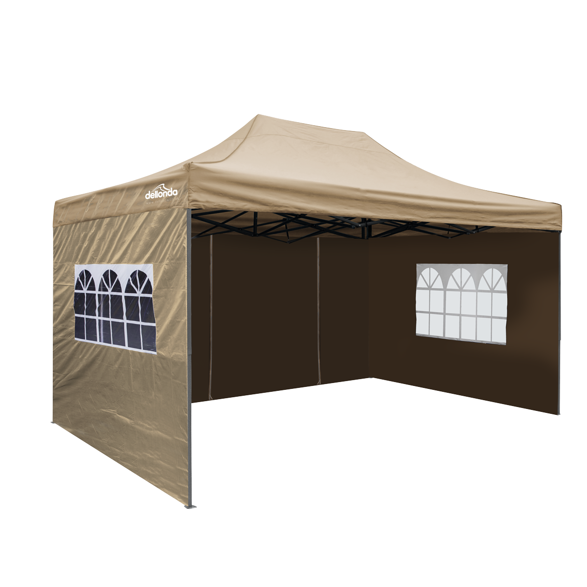 Dellonda DG168 Premium 3x4.5m Pop-Up Gazebo & Side Walls, PVC Coated, Water-Resistant Fabric with Carry Bag, Rope, Stakes &