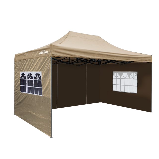 Dellonda DG168 Premium 3x4.5m Pop-Up Gazebo & Side Walls, PVC Coated, Water-Resistant Fabric with Carry Bag, Rope, Stakes &