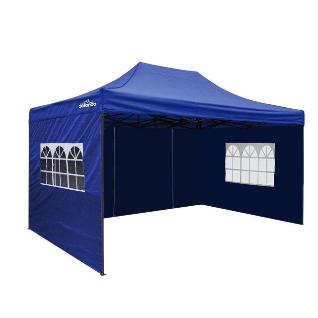 Dellonda DG169 Premium 3x4.5m Pop-Up Gazebo & Side Walls, PVC Coated, Water-Resistant Fabric with Carry Bag, Rope, Stakes &