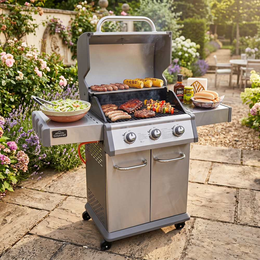 Dellonda DG16 3 Burner Deluxe Gas BBQ Grill with Piezo Ignition & Thermometer - Stainless Steel - additional view 18