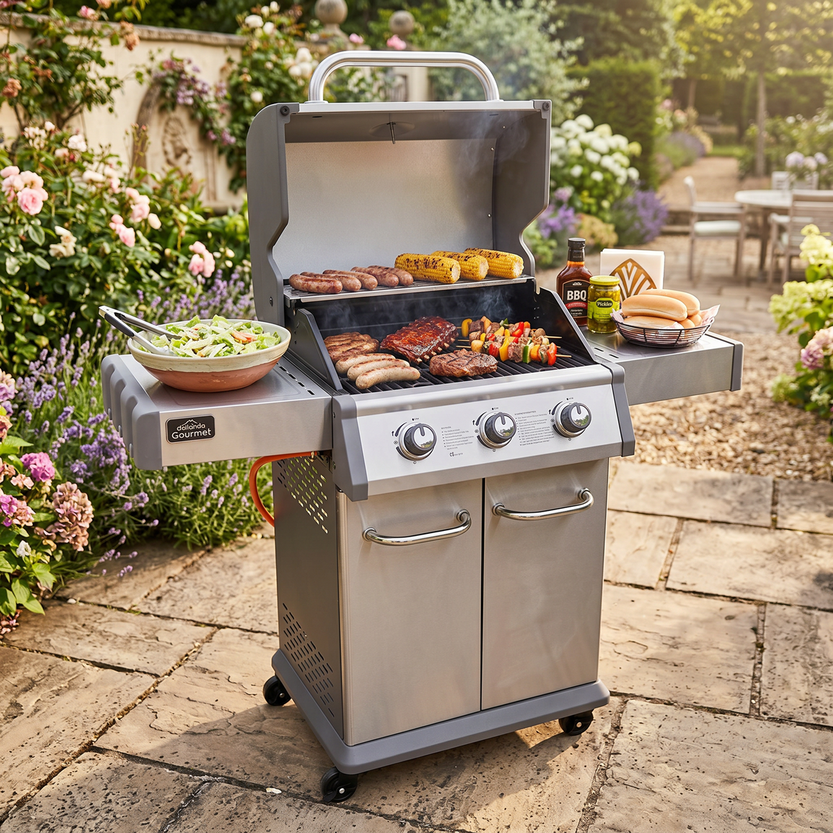 Dellonda DG16 3 Burner Deluxe Gas BBQ Grill with Piezo Ignition & Thermometer - Stainless Steel - additional view 18