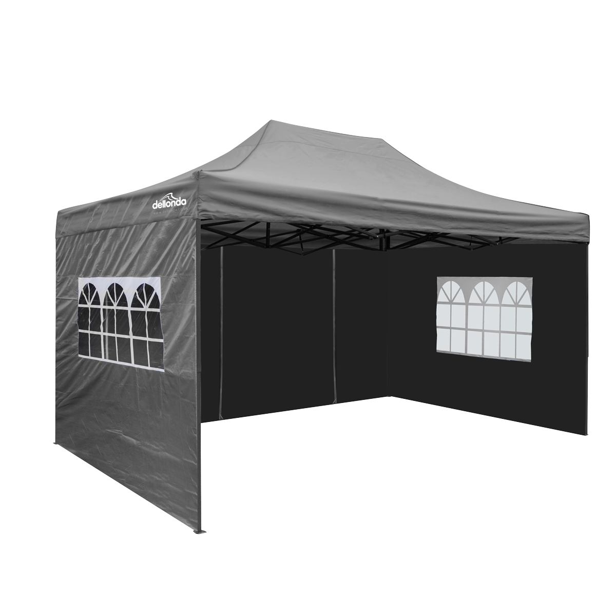 Dellonda DG171 Premium 3x4.5m Pop-Up Gazebo & Side Walls, PVC Coated, Water-Resistant Fabric with Carry Bag, Rope, Stakes &