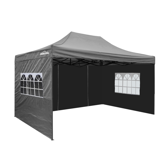 Dellonda DG171 Premium 3x4.5m Pop-Up Gazebo & Side Walls, PVC Coated, Water-Resistant Fabric with Carry Bag, Rope, Stakes &