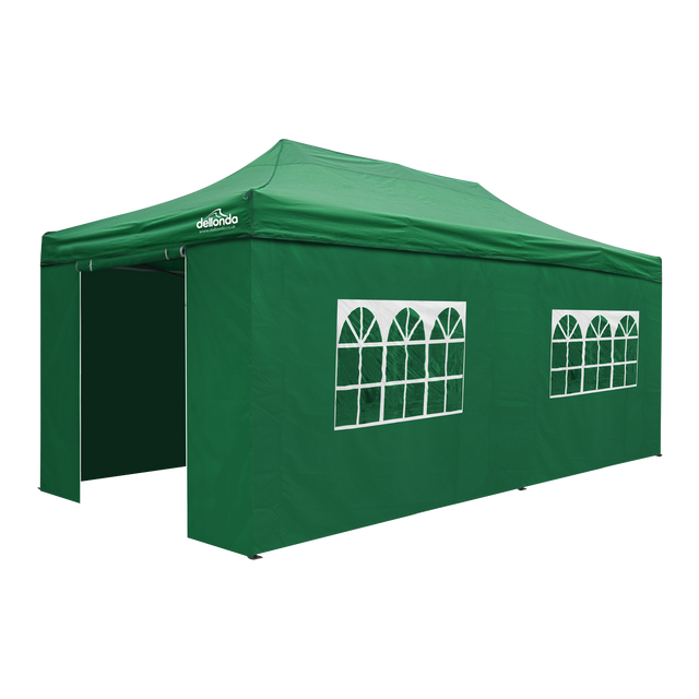 Dellonda DG174 Premium 3x6m Pop-Up Gazebo & Side Walls, PVC Coated, Water-Resistant Fabric with Carry Bag, Rope, Stakes &