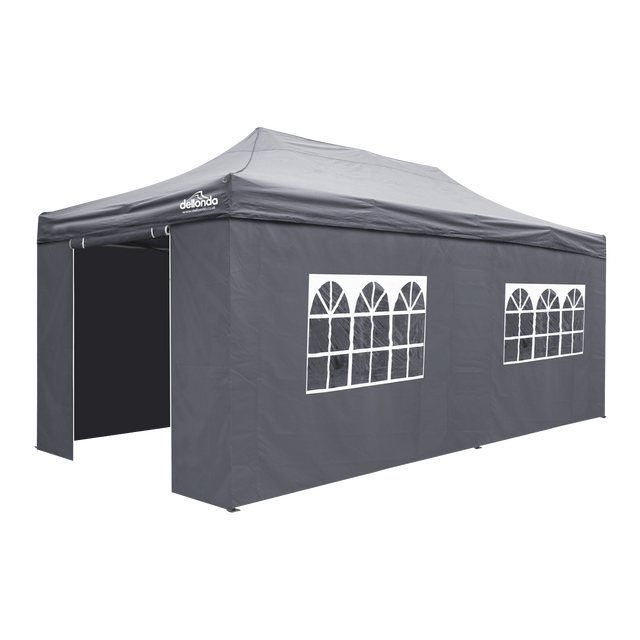 Dellonda DG175 Premium 3x6m Pop-Up Gazebo & Side Walls, PVC Coated, Water-Resistant Fabric with Carry Bag, Rope, Stakes &