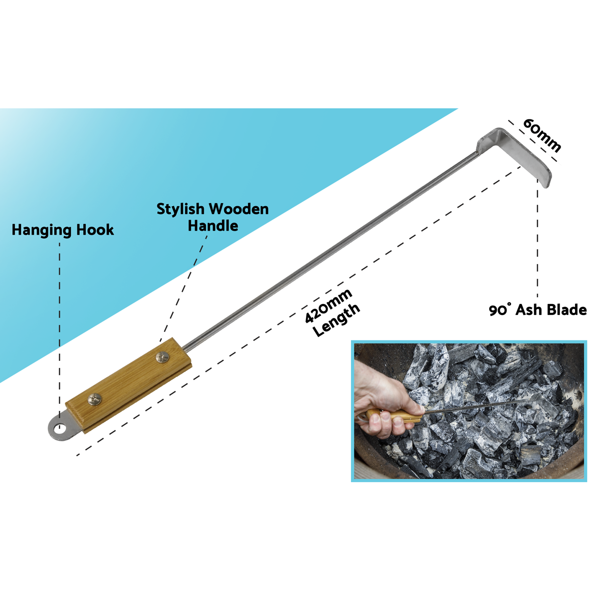 Dellonda DG180 Ash Scraper Tool for Kamado BBQs - additional view 6