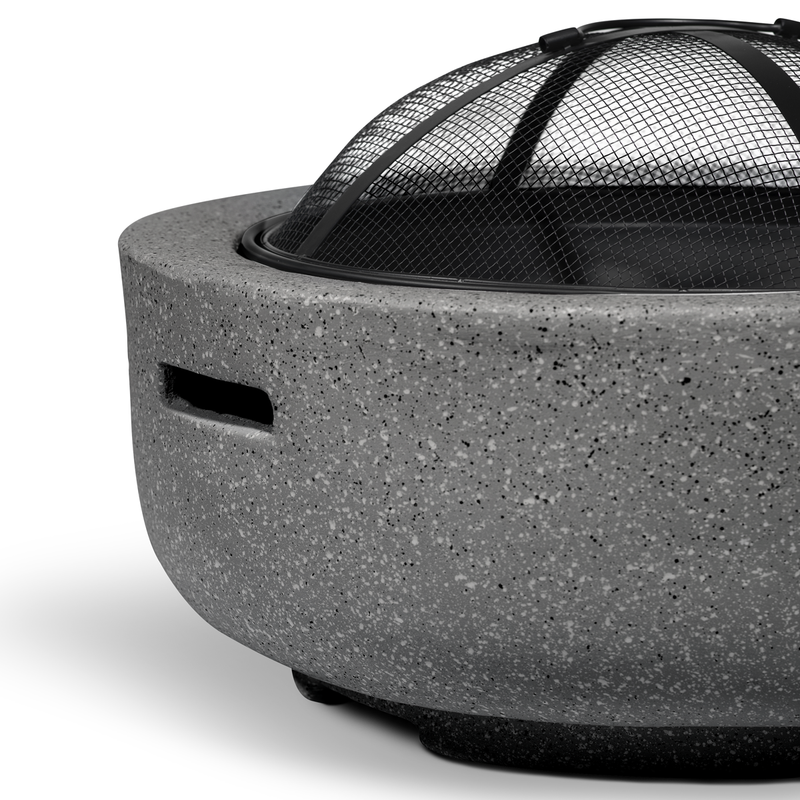 Dellonda DG189 Round MgO Fire Pit with BBQ Grill & Safety Mesh Screen 60cm - Dark Grey - additional view 8