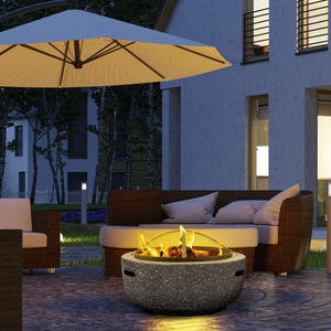 Dellonda DG189 Round MgO Fire Pit with BBQ Grill & Safety Mesh Screen 60cm - Dark Grey - additional view 10