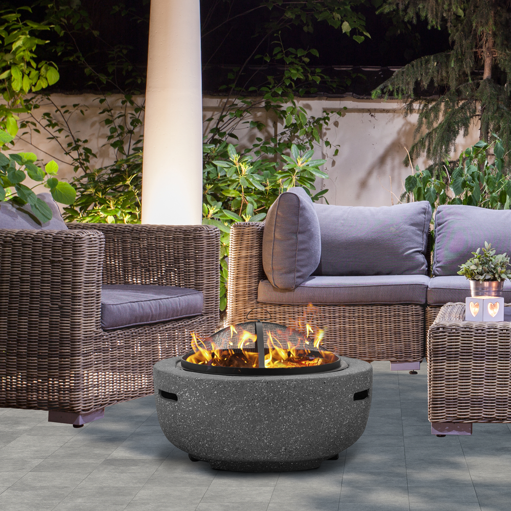 Dellonda DG189 Round MgO Fire Pit with BBQ Grill & Safety Mesh Screen 60cm - Dark Grey - additional view 11