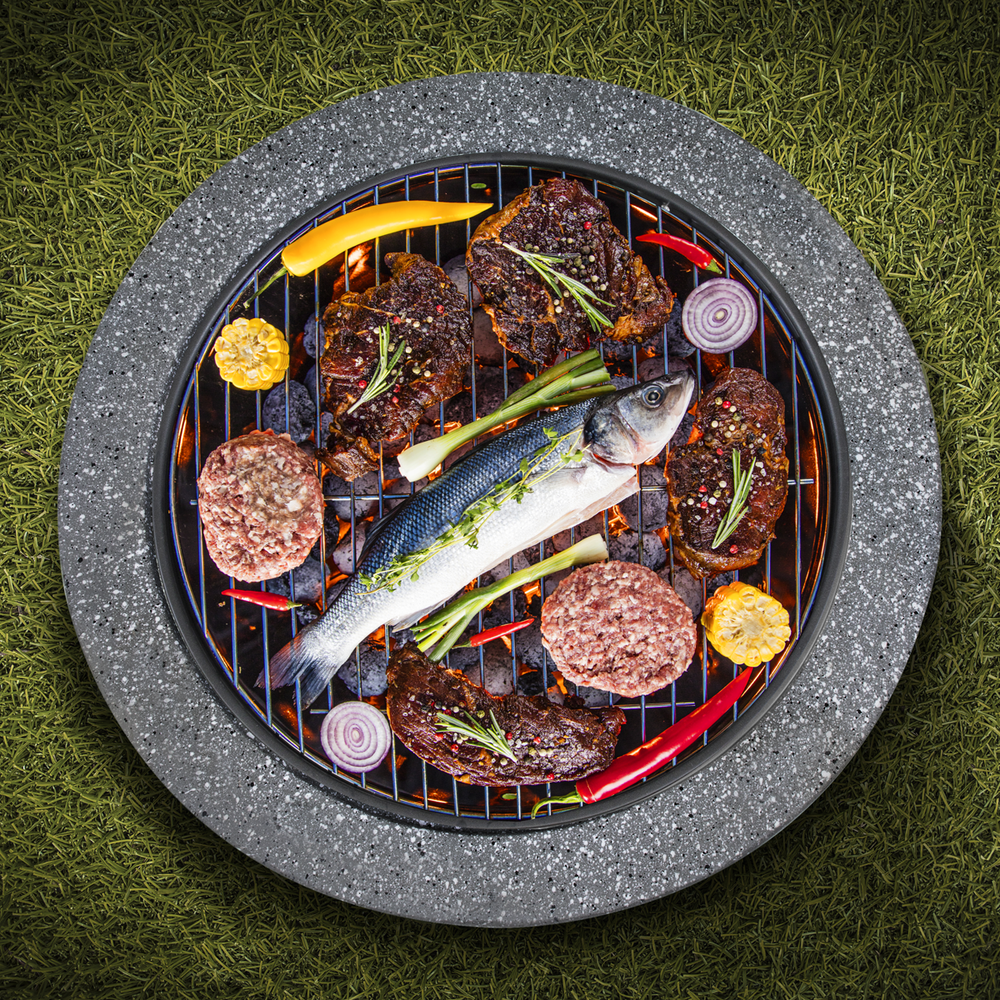 Dellonda DG189 Round MgO Fire Pit with BBQ Grill & Safety Mesh Screen 60cm - Dark Grey - additional view 13