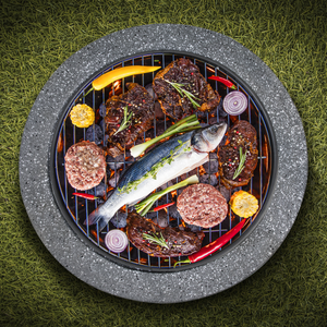 Dellonda DG189 Round MgO Fire Pit with BBQ Grill & Safety Mesh Screen 60cm - Dark Grey - additional view 13