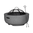 Dellonda DG189 Round MgO Fire Pit with BBQ Grill & Safety Mesh Screen 60cm - Dark Grey