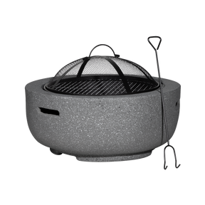 Dellonda DG189 Round MgO Fire Pit with BBQ Grill & Safety Mesh Screen 60cm - Dark Grey