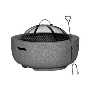 Dellonda DG189 Round MgO Fire Pit with BBQ Grill & Safety Mesh Screen 60cm - Dark Grey