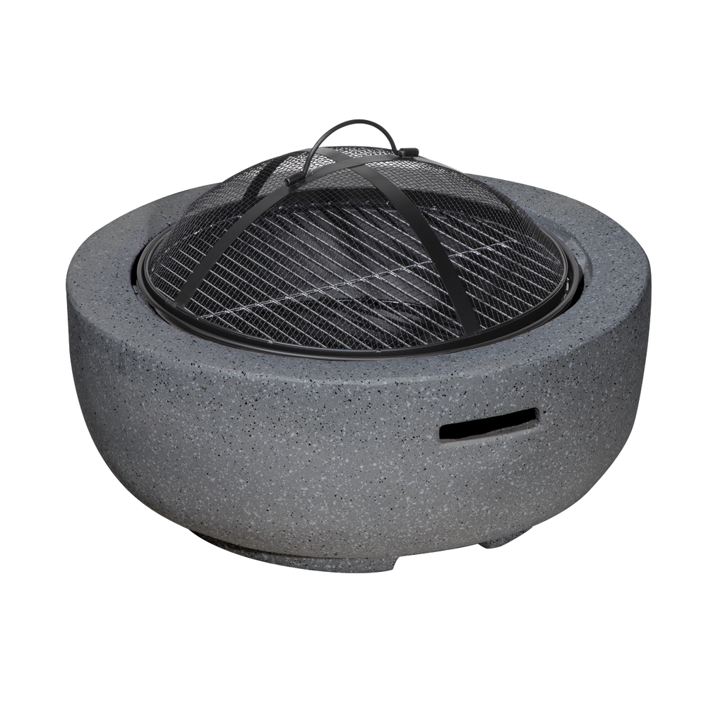 Dellonda DG189 Round MgO Fire Pit with BBQ Grill & Safety Mesh Screen 60cm - Dark Grey - additional view 4