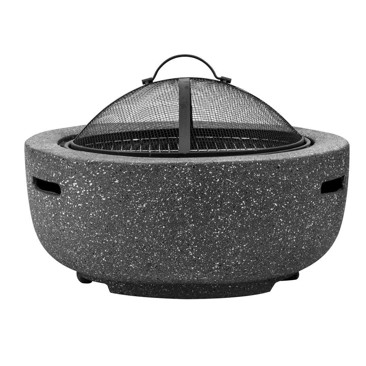 Dellonda DG189 Round MgO Fire Pit with BBQ Grill & Safety Mesh Screen 60cm - Dark Grey - additional view 3