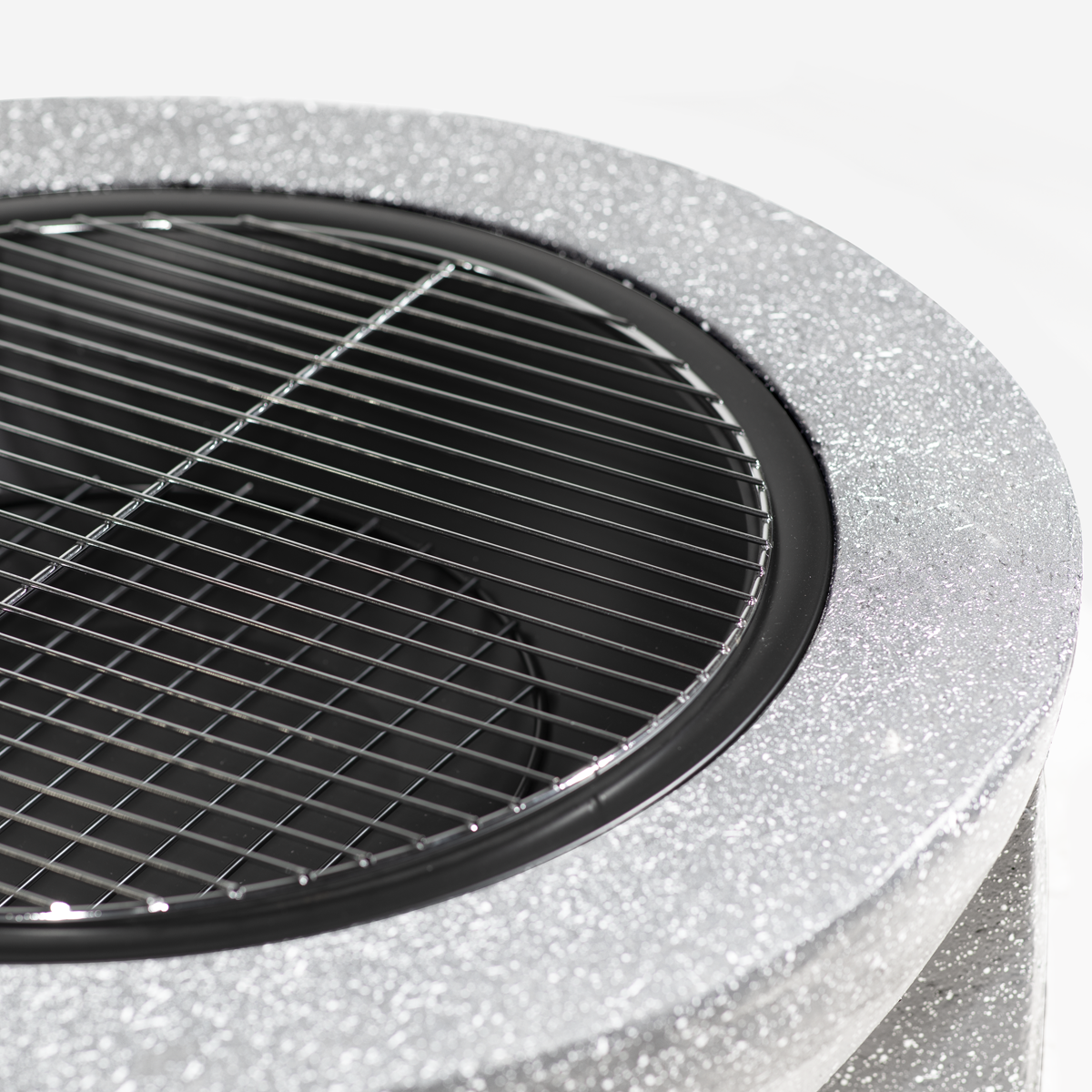 Dellonda DG190 Round MgO Fire Pit with BBQ Grill & Safety Mesh Screen 75cm - Light Grey - additional view 3