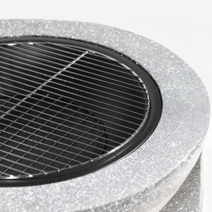 Dellonda DG190 Round MgO Fire Pit with BBQ Grill & Safety Mesh Screen 75cm - Light Grey - additional view 3