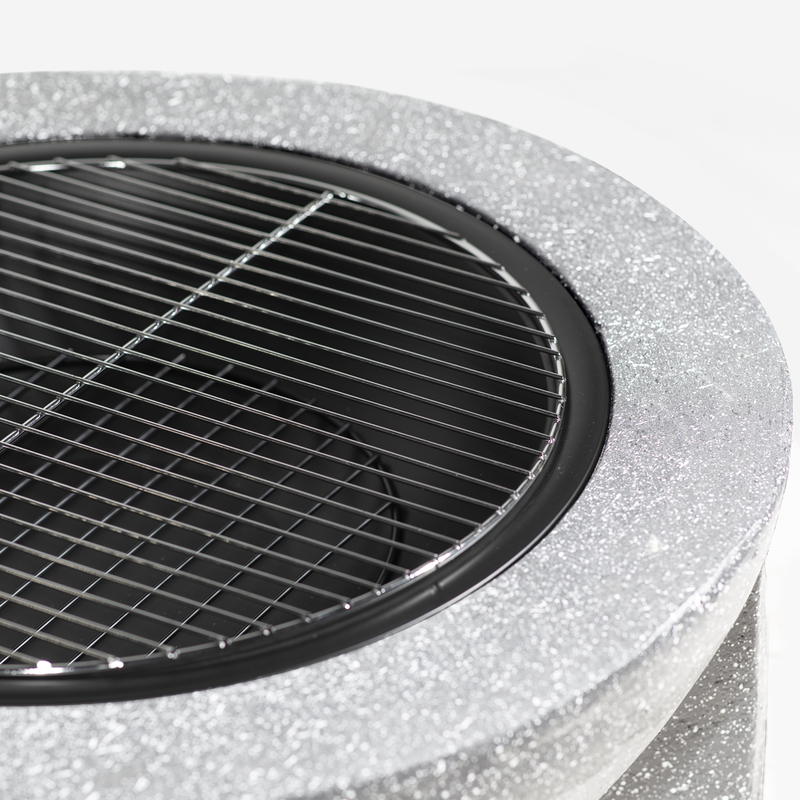 Dellonda DG190 Round MgO Fire Pit with BBQ Grill & Safety Mesh Screen 75cm - Light Grey - additional view 3