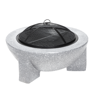 Dellonda DG190 Round MgO Fire Pit with BBQ Grill & Safety Mesh Screen 75cm - Light Grey - additional view 4