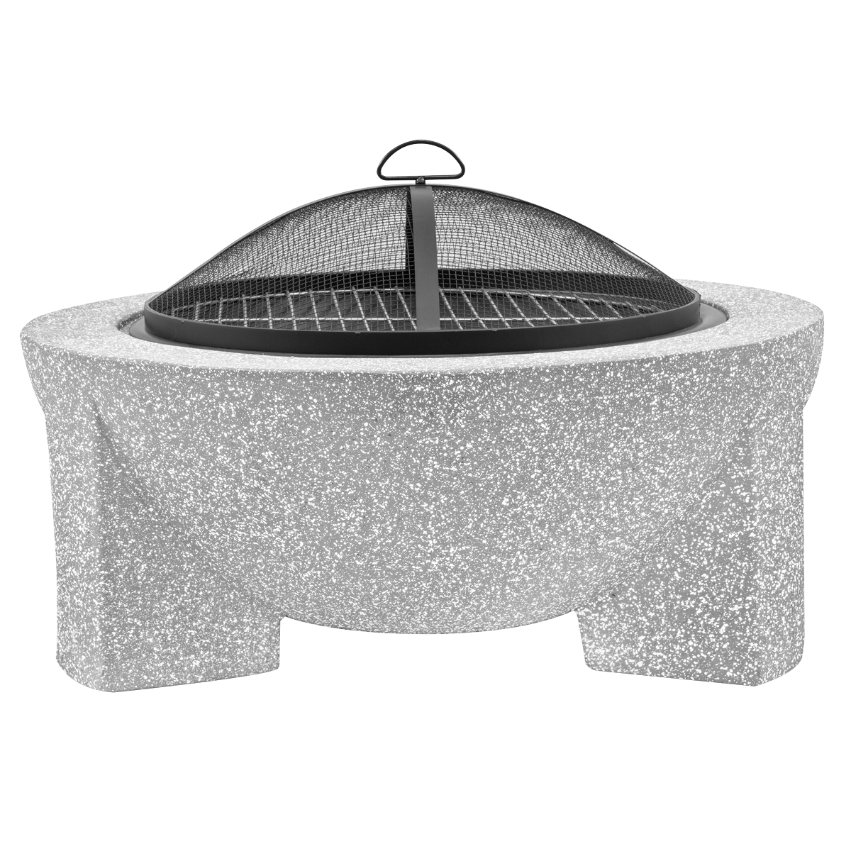 Dellonda DG190 Round MgO Fire Pit with BBQ Grill & Safety Mesh Screen 75cm - Light Grey - additional view 5