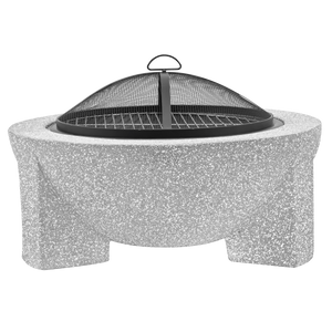 Dellonda DG190 Round MgO Fire Pit with BBQ Grill & Safety Mesh Screen 75cm - Light Grey - additional view 5