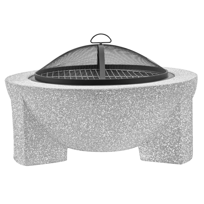 Dellonda DG190 Round MgO Fire Pit with BBQ Grill & Safety Mesh Screen 75cm - Light Grey - additional view 5