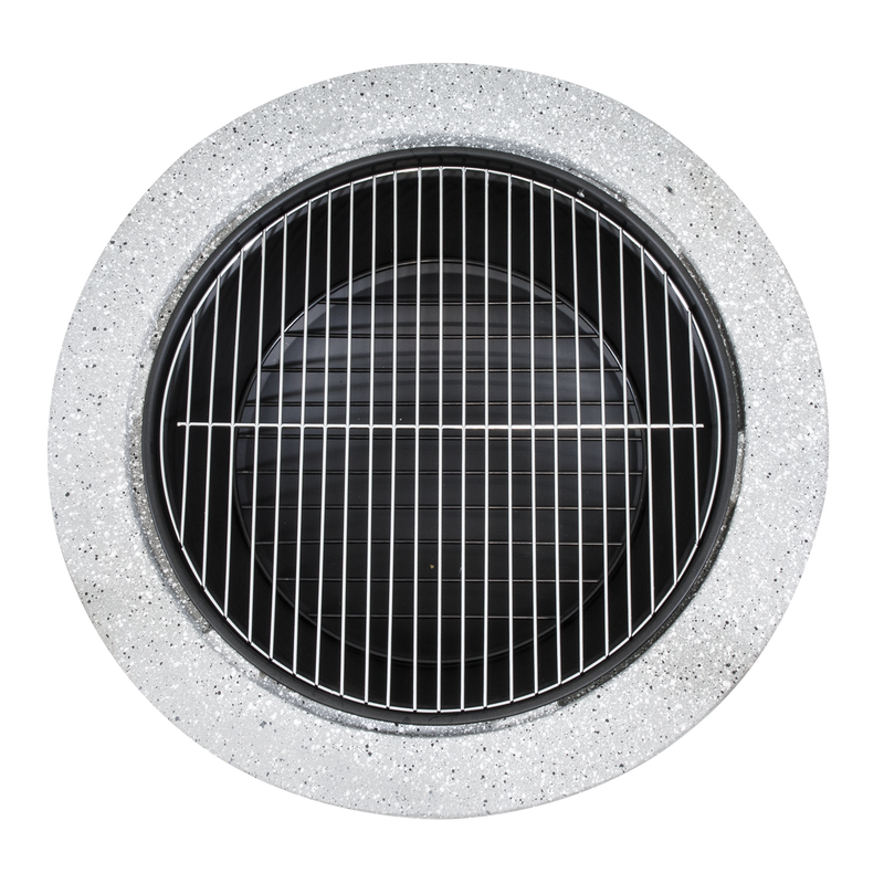 Dellonda DG190 Round MgO Fire Pit with BBQ Grill & Safety Mesh Screen 75cm - Light Grey - additional view 2