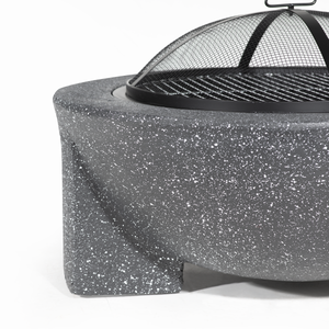 Dellonda DG191 Round MgO Fire Pit with BBQ Grill & Safety Mesh Screen 75cm - Dark Grey - additional view 7