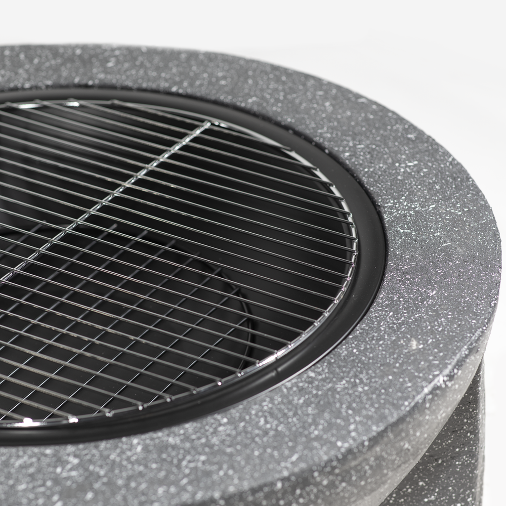 Dellonda DG191 Round MgO Fire Pit with BBQ Grill & Safety Mesh Screen 75cm - Dark Grey - additional view 2