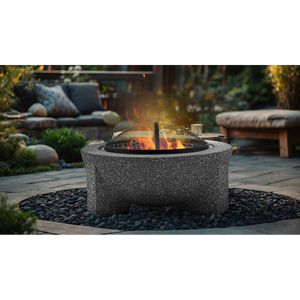 Dellonda DG191 Round MgO Fire Pit with BBQ Grill & Safety Mesh Screen 75cm - Dark Grey - additional view 8