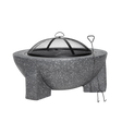 Dellonda DG191 Round MgO Fire Pit with BBQ Grill & Safety Mesh Screen 75cm - Dark Grey