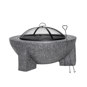 Dellonda DG191 Round MgO Fire Pit with BBQ Grill & Safety Mesh Screen 75cm - Dark Grey