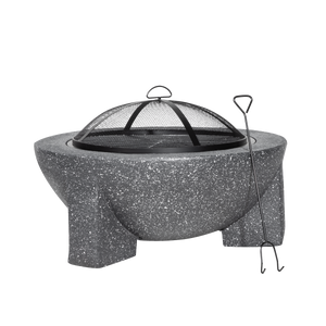 Dellonda DG191 Round MgO Fire Pit with BBQ Grill & Safety Mesh Screen 75cm - Dark Grey