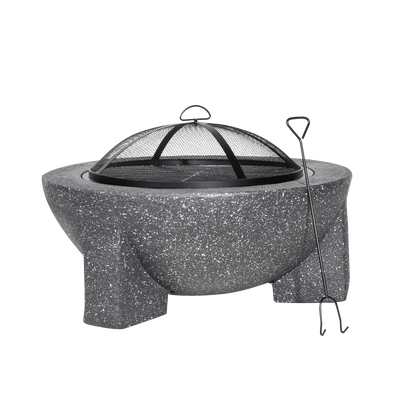 Dellonda DG191 Round MgO Fire Pit with BBQ Grill & Safety Mesh Screen 75cm - Dark Grey