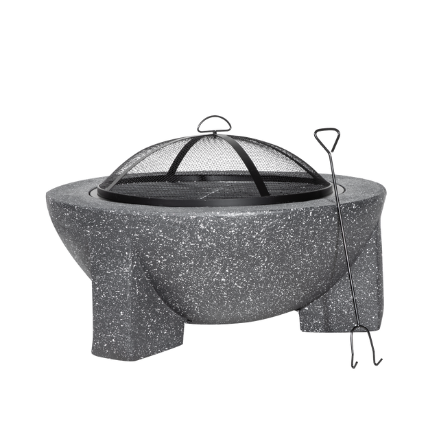 Dellonda DG191 Round MgO Fire Pit with BBQ Grill & Safety Mesh Screen 75cm - Dark Grey