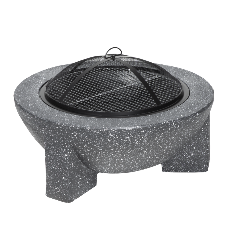 Dellonda DG191 Round MgO Fire Pit with BBQ Grill & Safety Mesh Screen 75cm - Dark Grey - additional view 4