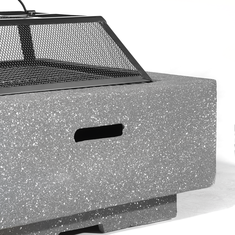 Dellonda DG193 Square MgO Fire Pit with BBQ Grill, Safety Mesh Screen - Dark Grey - additional view 2