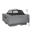 Dellonda DG193 Square MgO Fire Pit with BBQ Grill, Safety Mesh Screen - Dark Grey