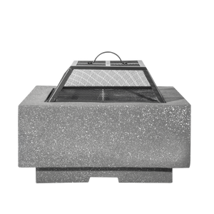 Dellonda DG193 Square MgO Fire Pit with BBQ Grill, Safety Mesh Screen - Dark Grey - additional view 5