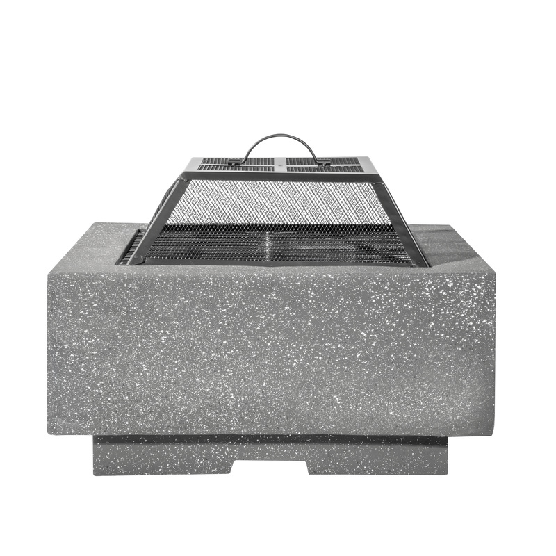 Dellonda DG193 Square MgO Fire Pit with BBQ Grill, Safety Mesh Screen - Dark Grey - additional view 5