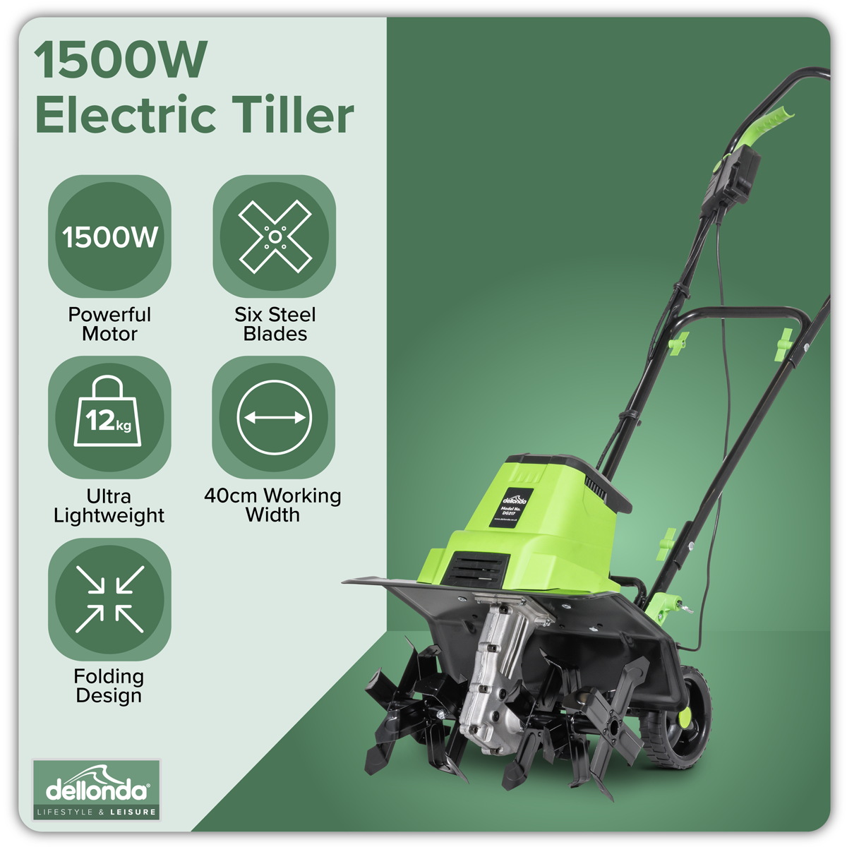 Dellonda DG217 Electric Tiller/Cultivator 1500W - additional view 5