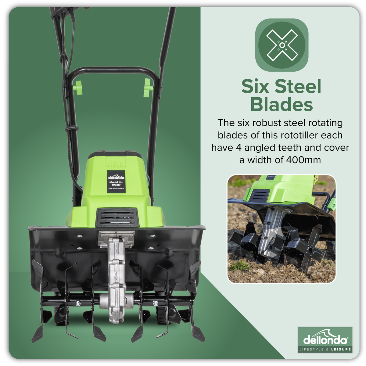 Dellonda DG217 Electric Tiller/Cultivator 1500W - additional view 7