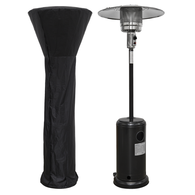 Dellonda DG220 Freestanding Gas Patio Heater 13kW with wheels for Commercial & Domestic Use, Supplied with Cover, Black