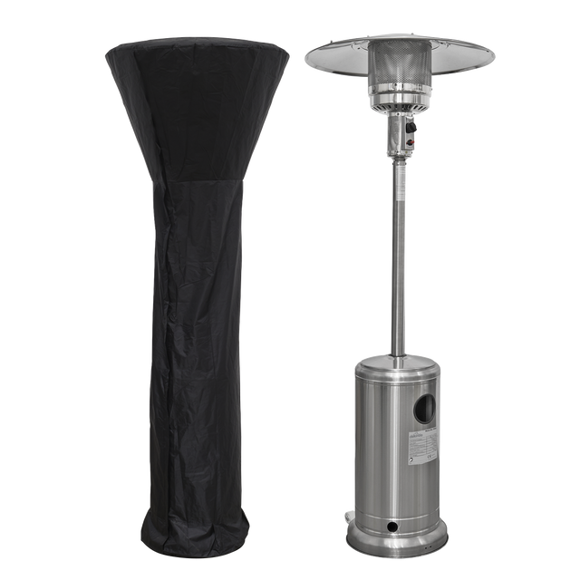 Dellonda DG221 Freestanding Gas Patio Heater 13kW with Wheels Supplied with Cover, Stainless Steel