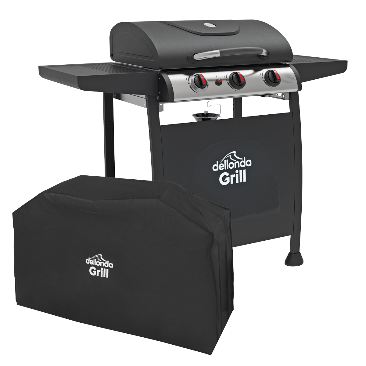 Dellonda DG228 3 Burner Gas BBQ Grill with Piezo Ignition, Thermometer & Cover