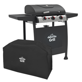 Dellonda DG228 3 Burner Gas BBQ Grill with Piezo Ignition, Thermometer & Cover