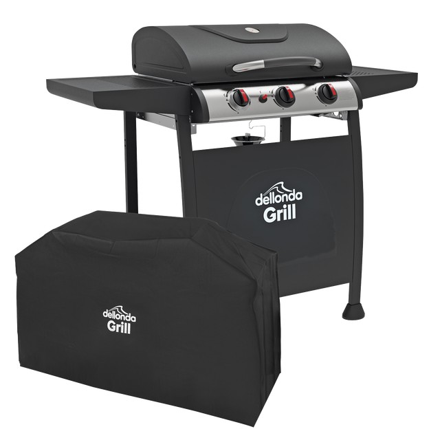 Dellonda DG228 3 Burner Gas BBQ Grill with Piezo Ignition, Thermometer & Cover