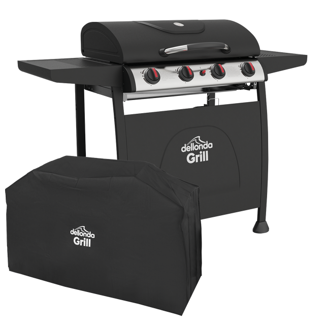Dellonda DG229 4 Burner Gas BBQ Grill with Piezo Ignition, Thermometer & Cover